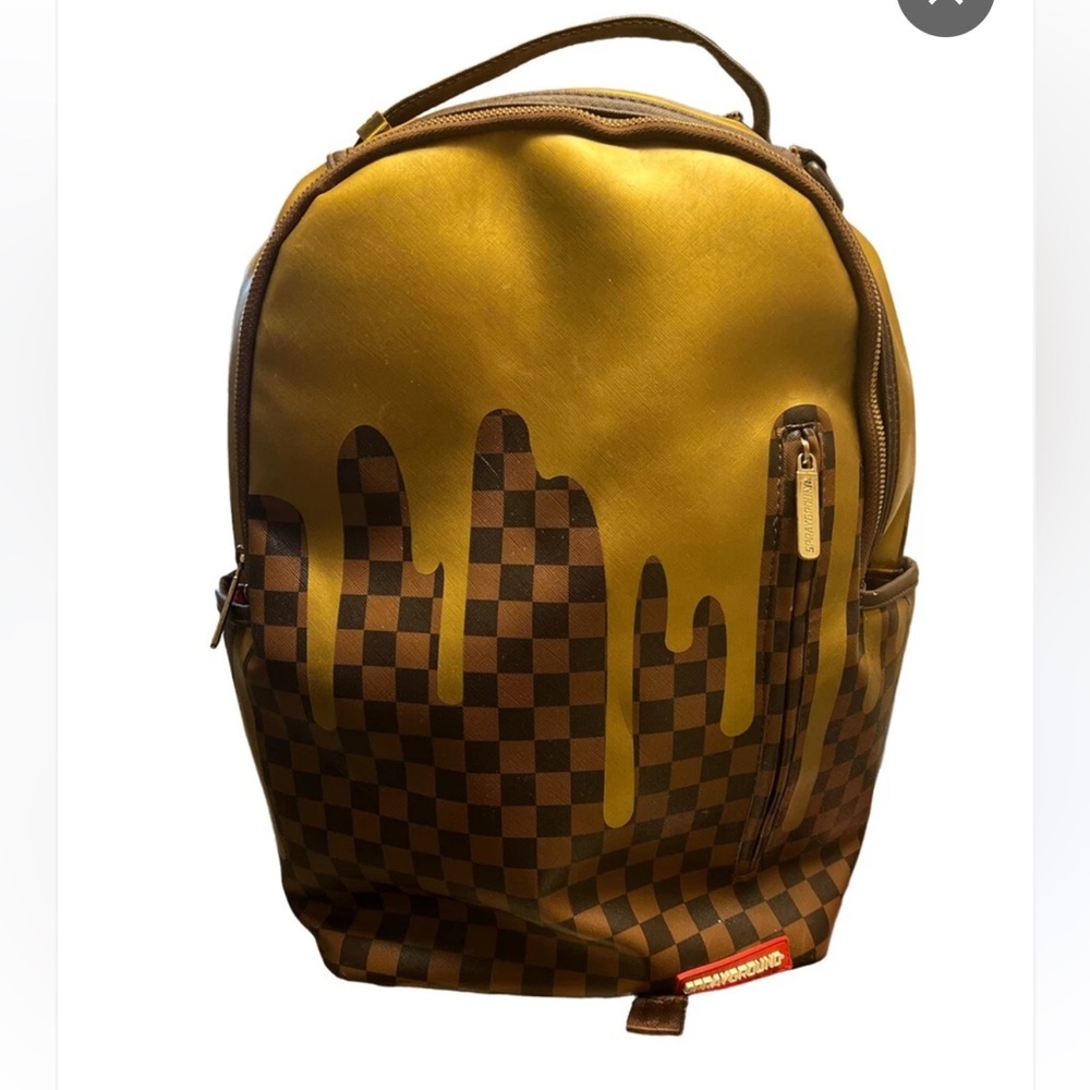 Sprayground Gold Checkered Backpack